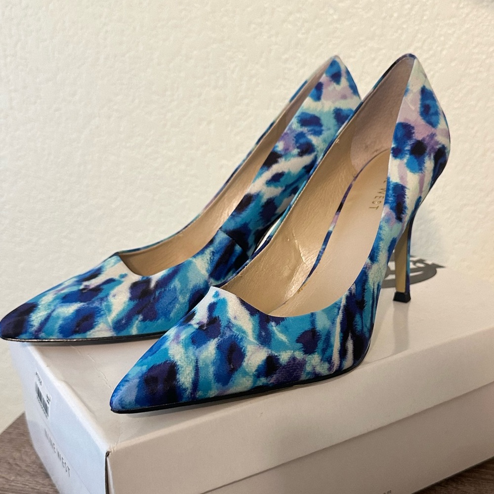Blue Watercolor Nine Weat Pumps - Picture 1 of 5